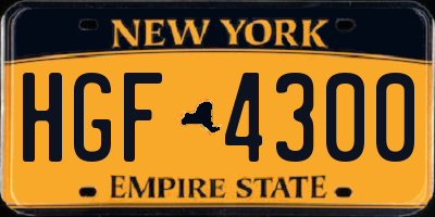 NY license plate HGF4300