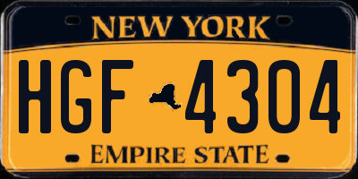 NY license plate HGF4304
