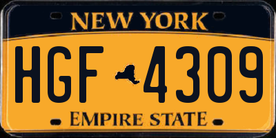 NY license plate HGF4309