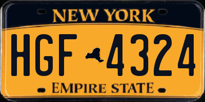 NY license plate HGF4324