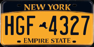 NY license plate HGF4327