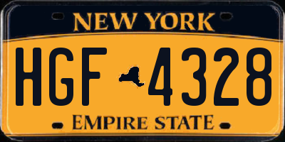 NY license plate HGF4328