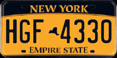 NY license plate HGF4330