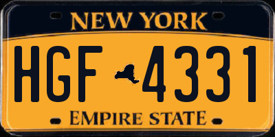 NY license plate HGF4331