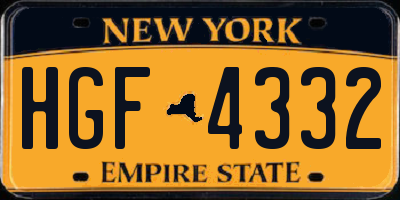 NY license plate HGF4332