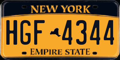 NY license plate HGF4344