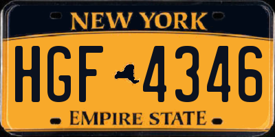 NY license plate HGF4346