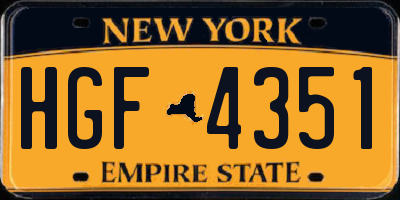 NY license plate HGF4351