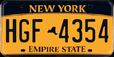 NY license plate HGF4354
