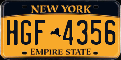 NY license plate HGF4356