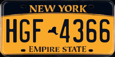 NY license plate HGF4366