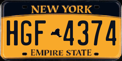 NY license plate HGF4374