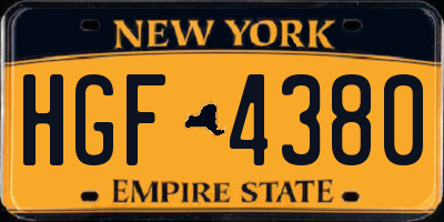 NY license plate HGF4380