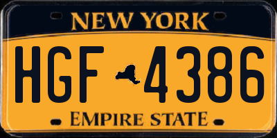 NY license plate HGF4386