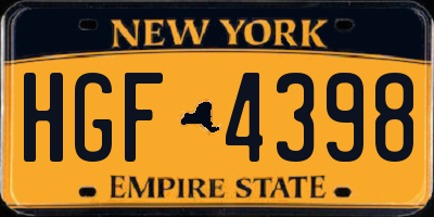 NY license plate HGF4398