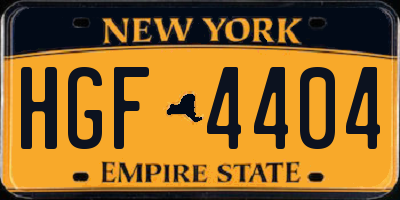 NY license plate HGF4404