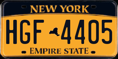 NY license plate HGF4405