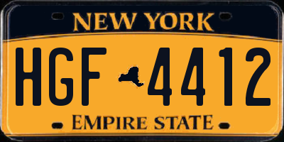 NY license plate HGF4412