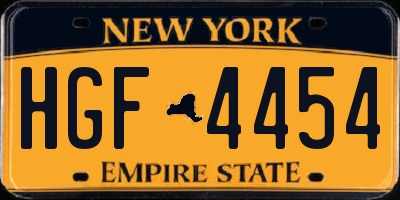 NY license plate HGF4454