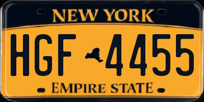 NY license plate HGF4455