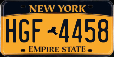 NY license plate HGF4458