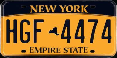 NY license plate HGF4474