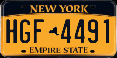 NY license plate HGF4491
