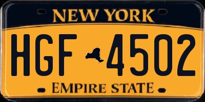 NY license plate HGF4502