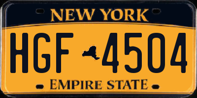 NY license plate HGF4504