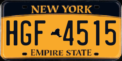 NY license plate HGF4515