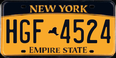 NY license plate HGF4524