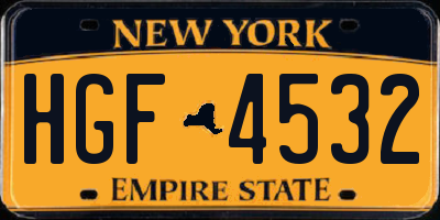 NY license plate HGF4532