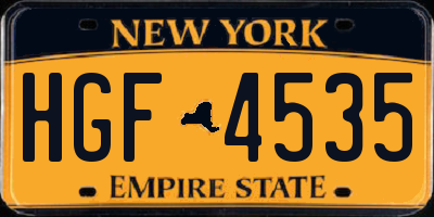 NY license plate HGF4535