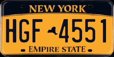 NY license plate HGF4551