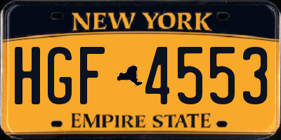 NY license plate HGF4553