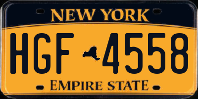 NY license plate HGF4558