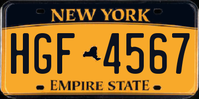 NY license plate HGF4567