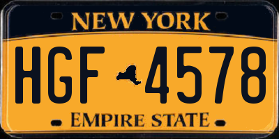 NY license plate HGF4578