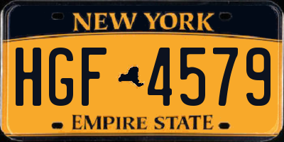 NY license plate HGF4579