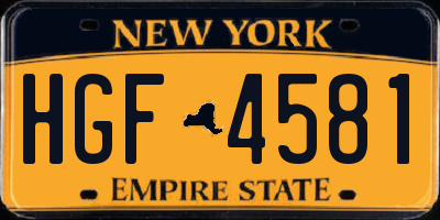 NY license plate HGF4581