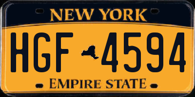 NY license plate HGF4594