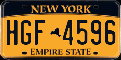 NY license plate HGF4596