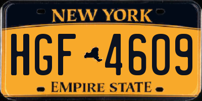 NY license plate HGF4609