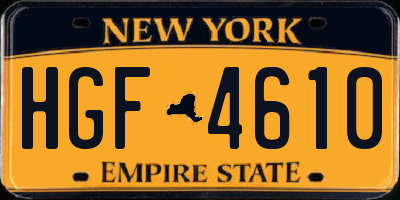 NY license plate HGF4610