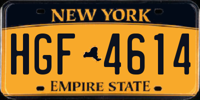 NY license plate HGF4614
