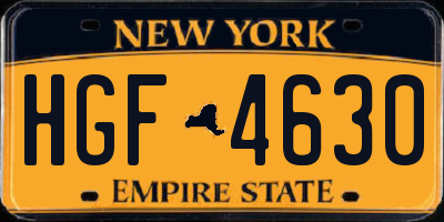 NY license plate HGF4630