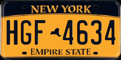 NY license plate HGF4634