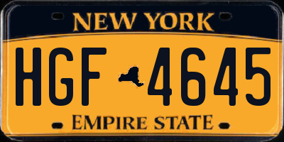 NY license plate HGF4645