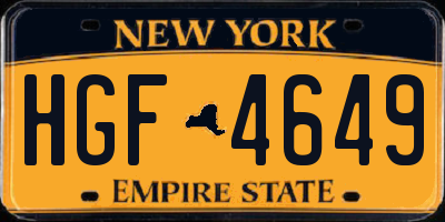 NY license plate HGF4649