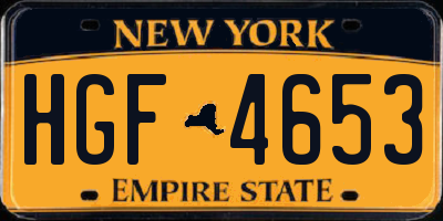 NY license plate HGF4653